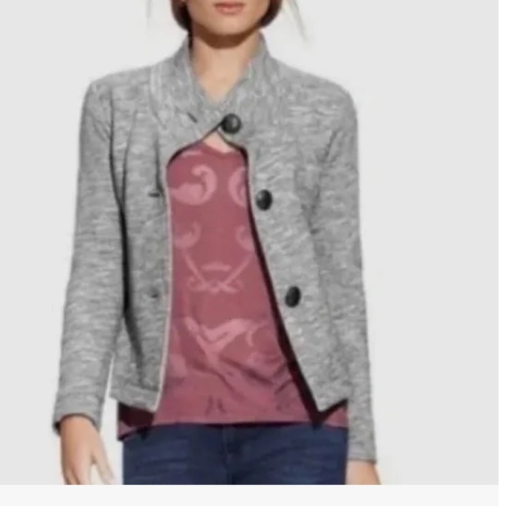 CAbi Gray Space Dyed Cropped Fleece Lined Jacket, Size S